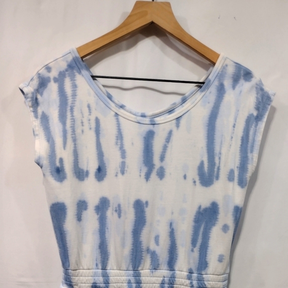 Athleta Girl Retreat Yourself Romper Girls L White Blue Tie Dye Athlesure Sporty - Picture 3 of 12